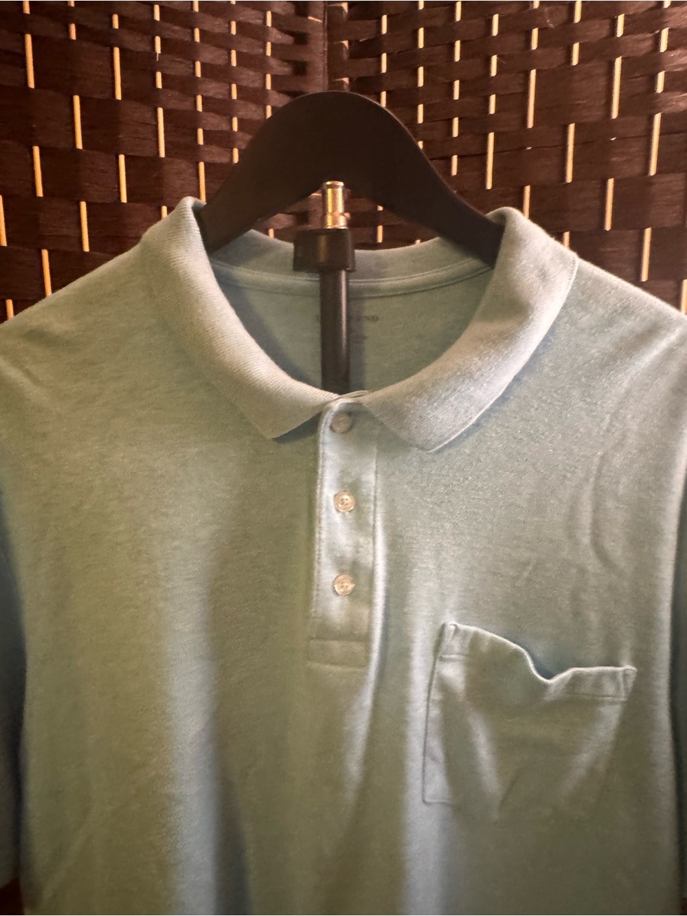 Lands' End Men's Pale Blue Polo with Chest Pocket